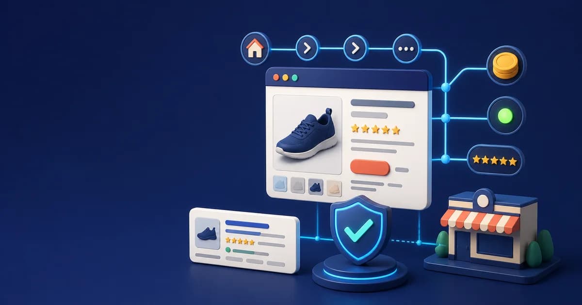 Shopify product template mapping Liquid title, image, price, availability, variants, and reviews into a validated JSON-LD schema graph