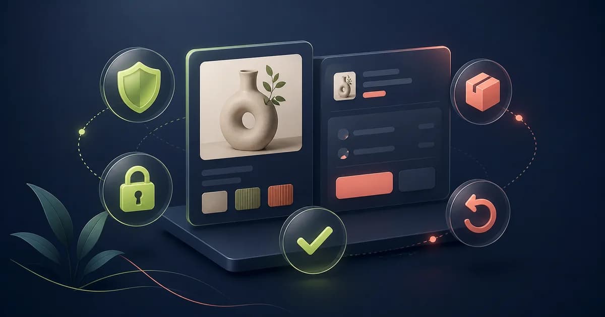 Shopify trust-badge review mapping secure checkout, payment methods, shipping, returns, warranties, and certifications to verified evidence