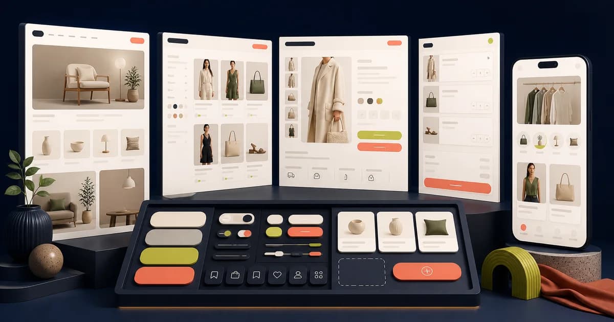 Online-store Figma comparison showing fashion, electronics, optical, and course catalog layouts