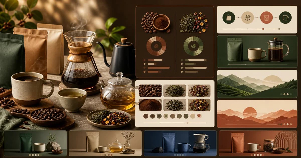 Coffee and tea theme ranking with grind, format, and origin details