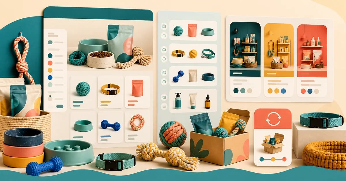 Pet supply theme ranking with species, size, and product compatibility