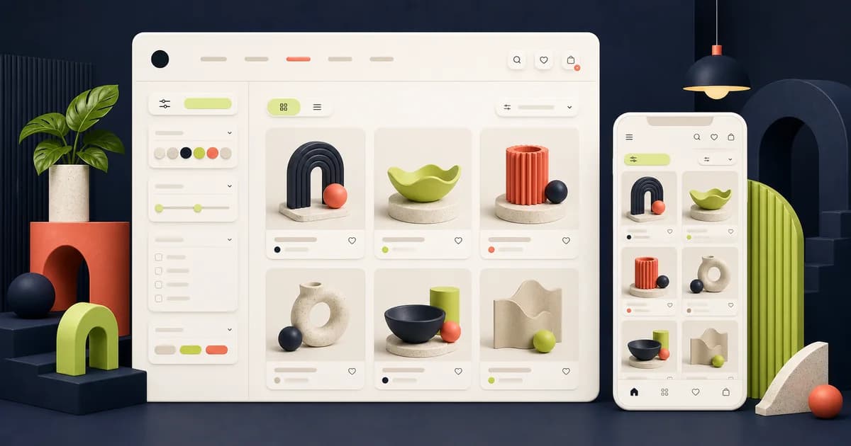 E-commerce category page with filters sorting and product grid