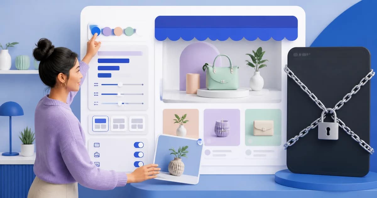 Shopify visual editor with reusable product sections, blocks, and dynamic content arranged without code