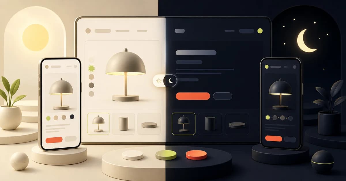 Dark and light e-commerce interfaces using semantic color modes