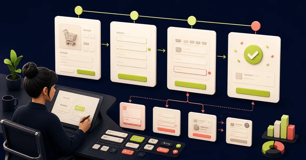 Mobile and desktop checkout flow designed in Figma