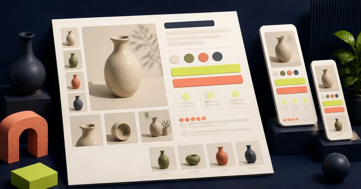 Detailed product page design in Figma with variants and media