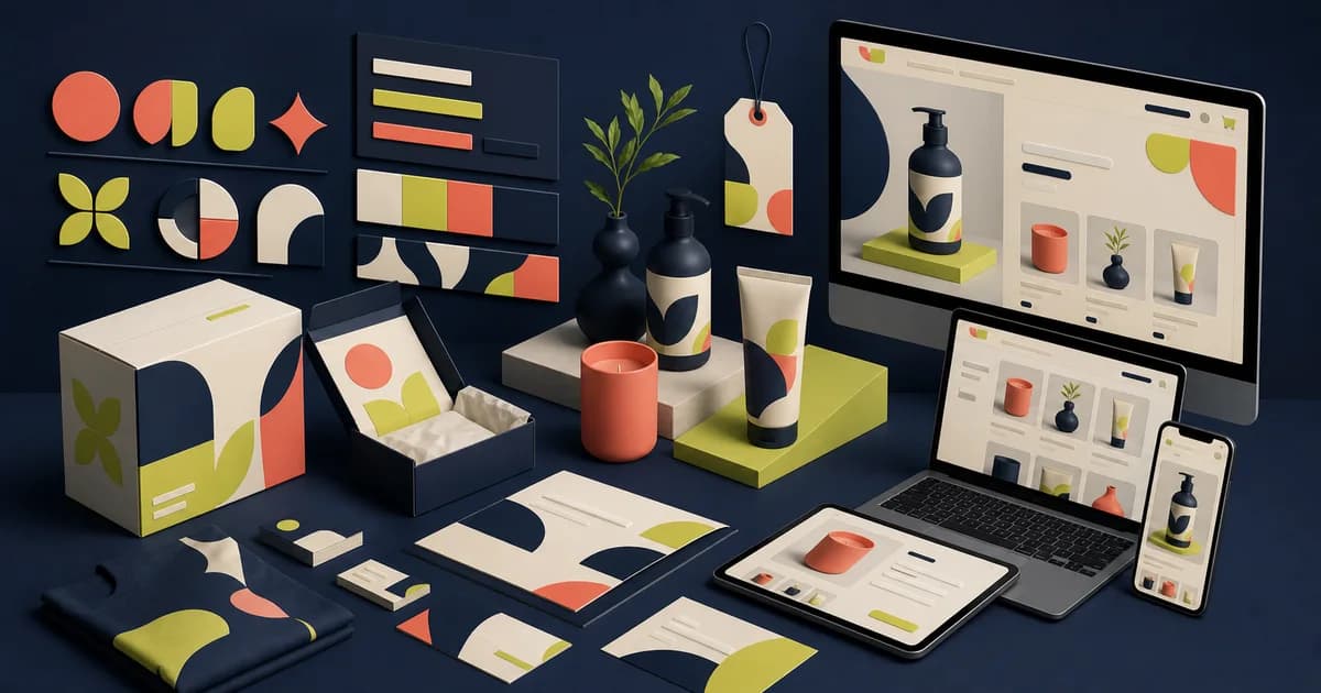 E-commerce brand system connecting identity to storefront components