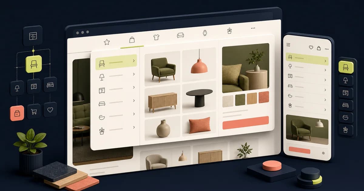 Structured e-commerce mega menu with clear category hierarchy