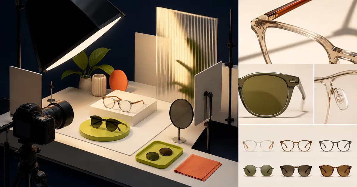Consistent eyewear product photography angles and details