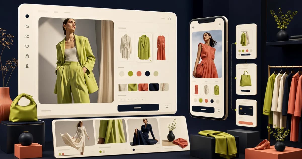 Fashion storefront with editorial imagery and clear product options