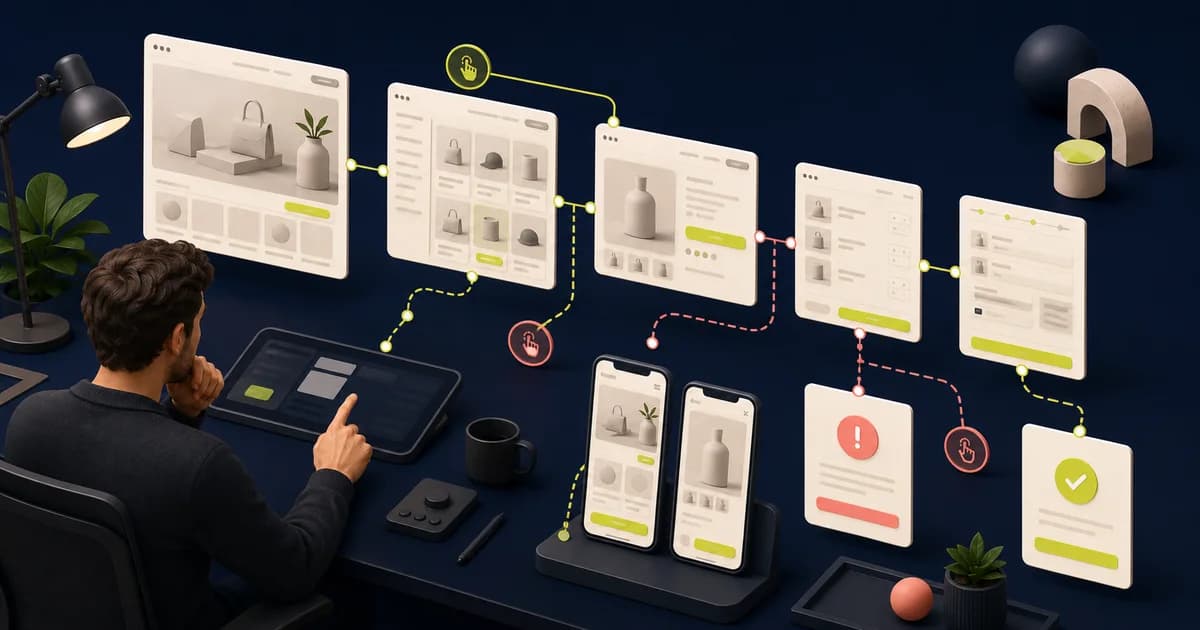 Interactive Figma prototype of a product-to-checkout flow