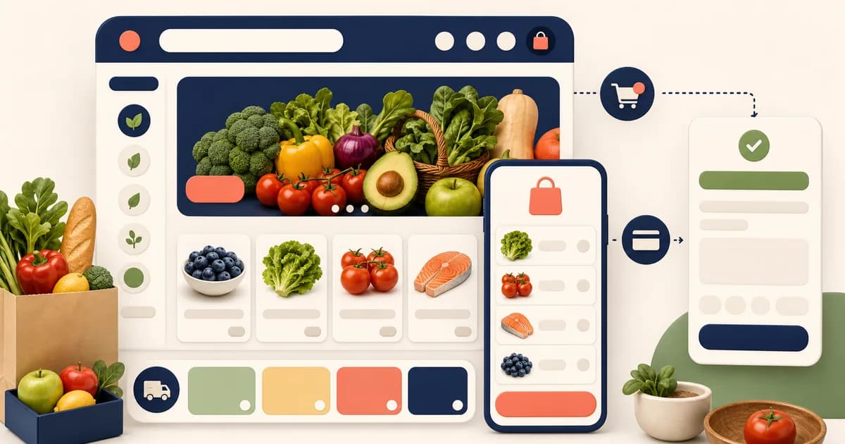 Food e-commerce basket user experience on a mobile device