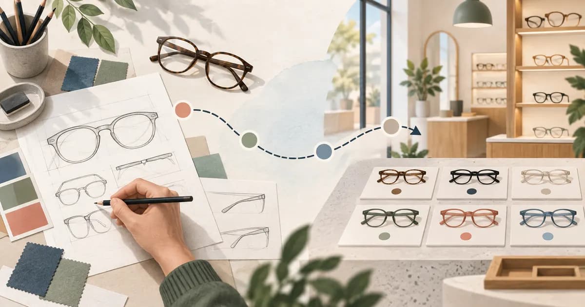 Editorial illustration for Optics Figma plus Shopify: what carries from design into the storefront