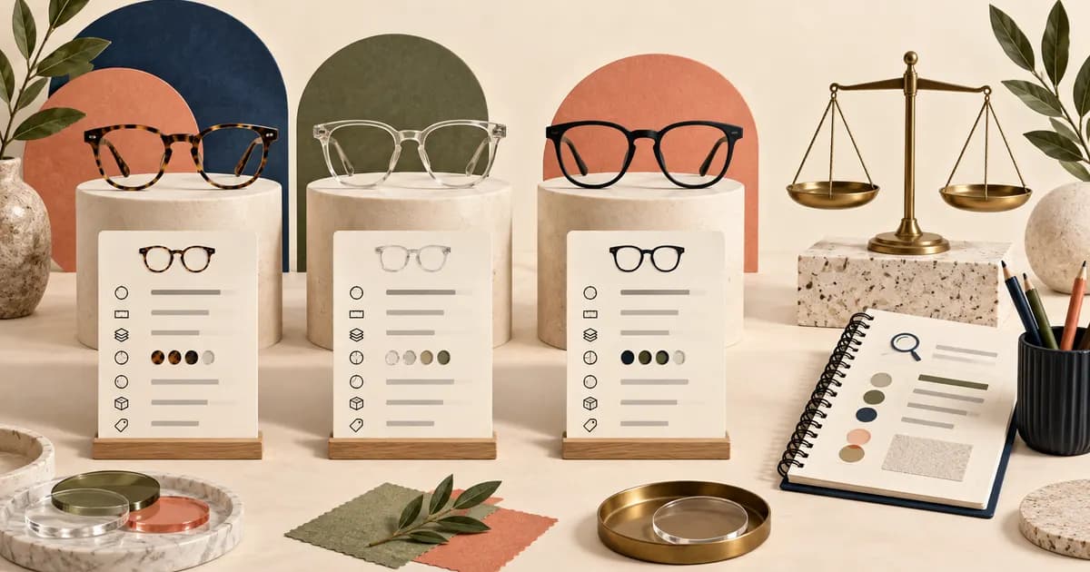 Editorial illustration for Building an eyewear comparison page without misleading rankings