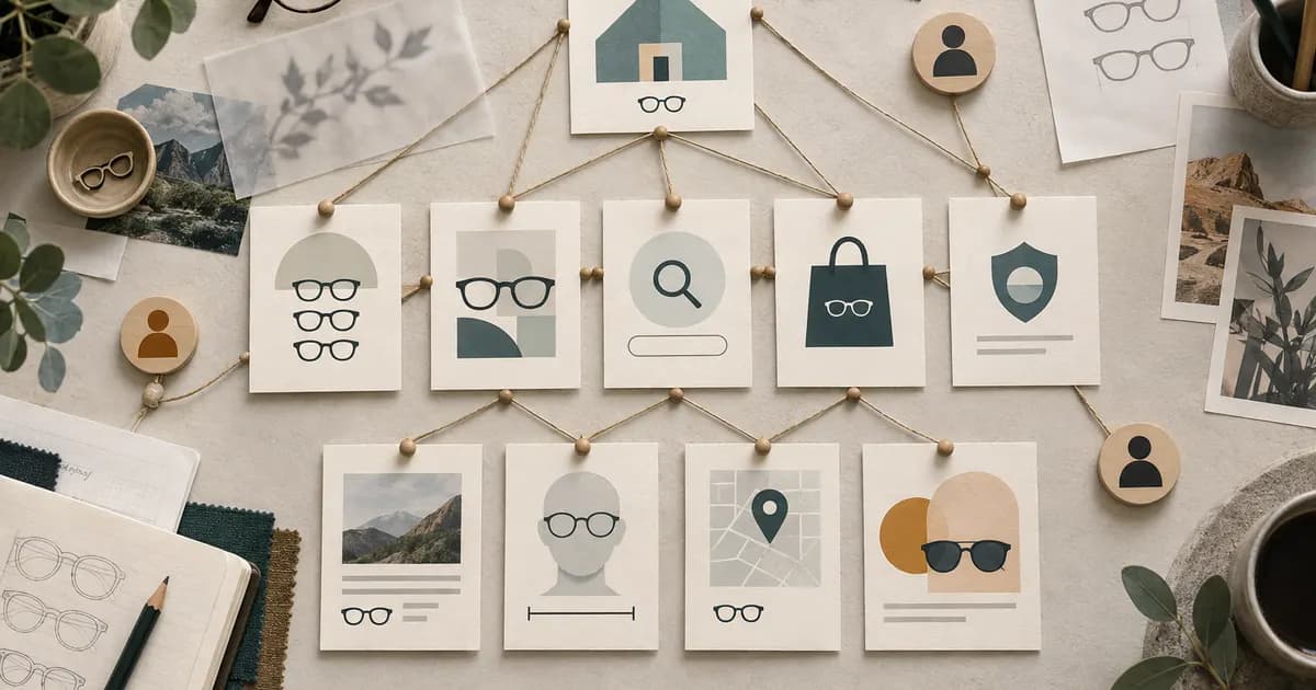 Editorial illustration for Mapping old page templates before a eyewear theme change