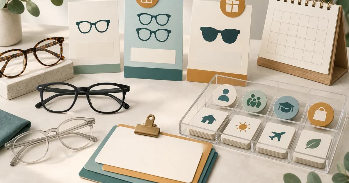 Editorial illustration for Showing discount conditions clearly for eyewear shoppers