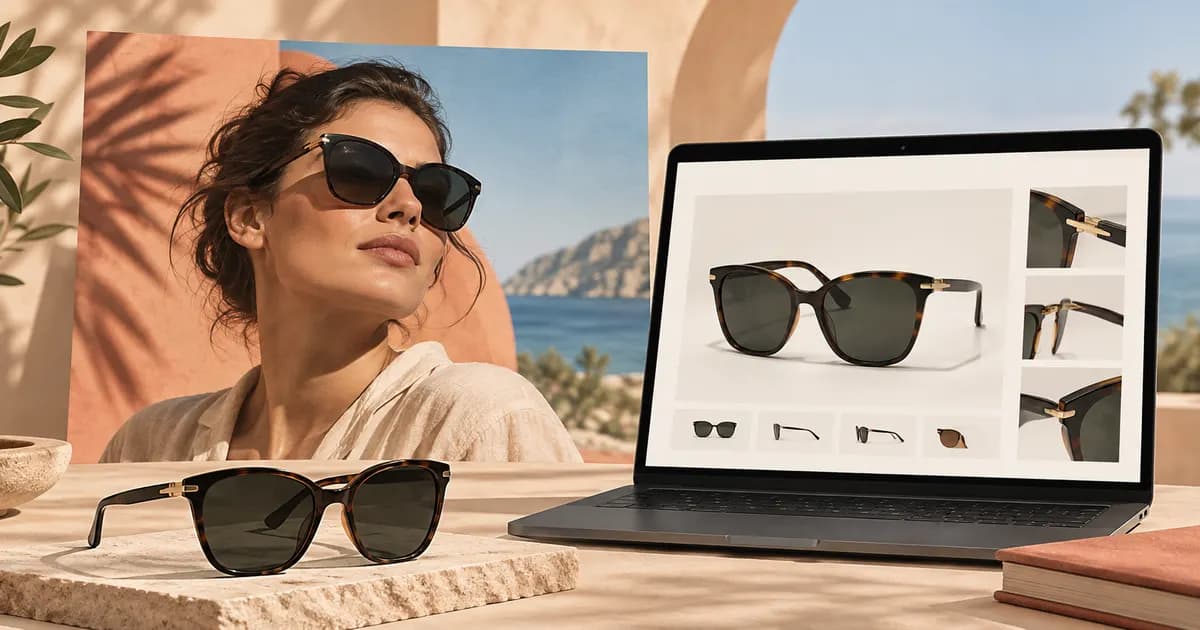 Editorial illustration for Matching eyewear ad landing pages to the advertised product