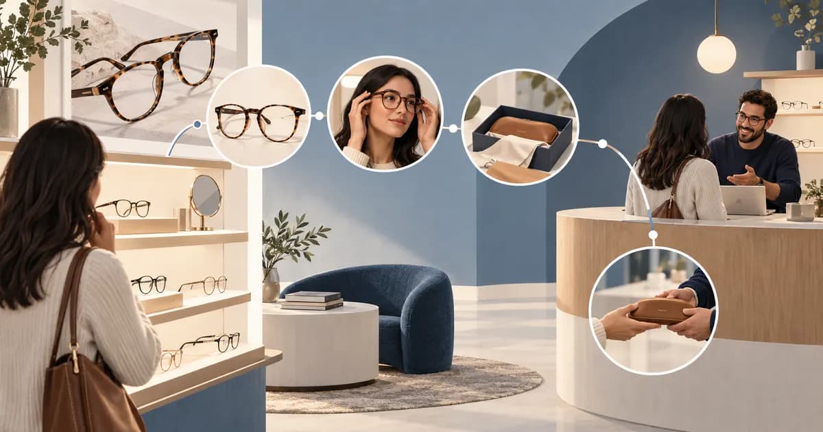 Editorial illustration for Testing contact and support routes in a eyewear theme