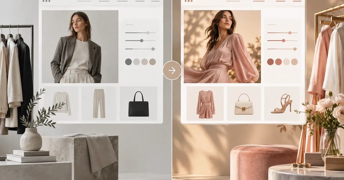 Editorial illustration for Comparing theme settings before and after a fashion update
