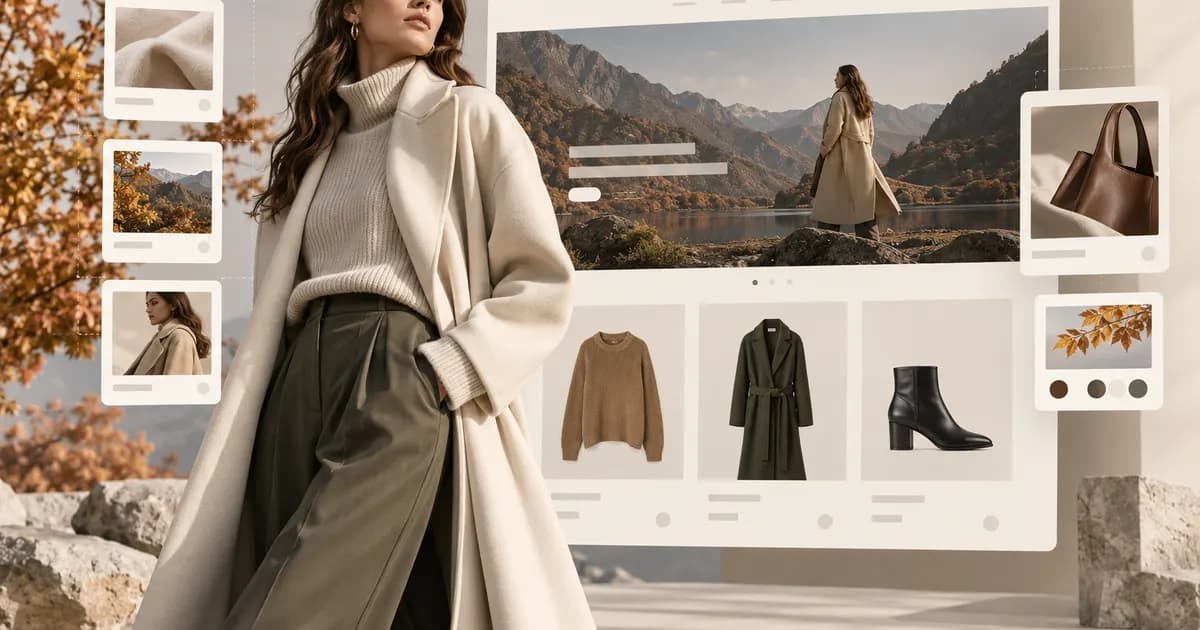 Editorial illustration for Creating a fashion campaign landing page from theme sections