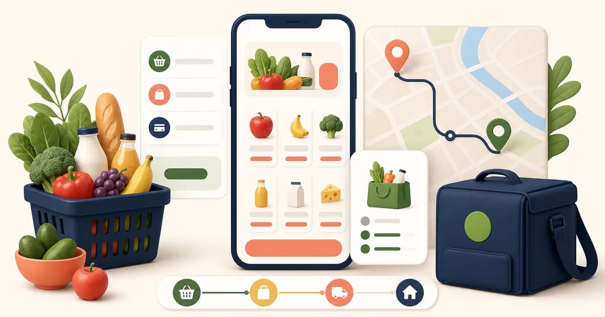Grocery app design patterns for choosing food and delivery