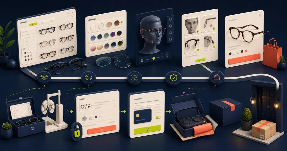 Online eyewear store product selection workflow