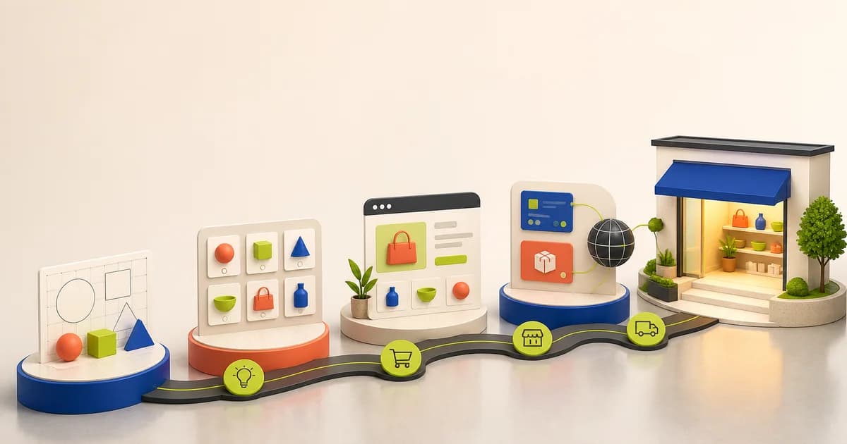 Store launch workspace with offer, catalog, fulfillment, and testing stages