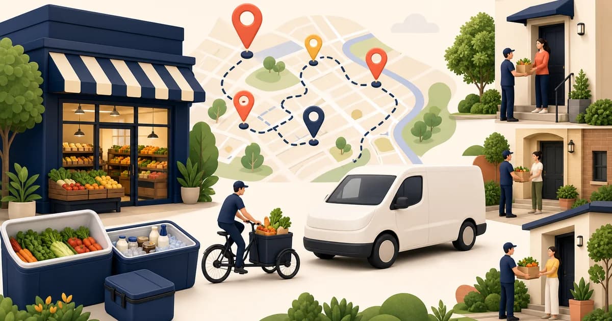 Local food delivery logistics from picking through customer handoff
