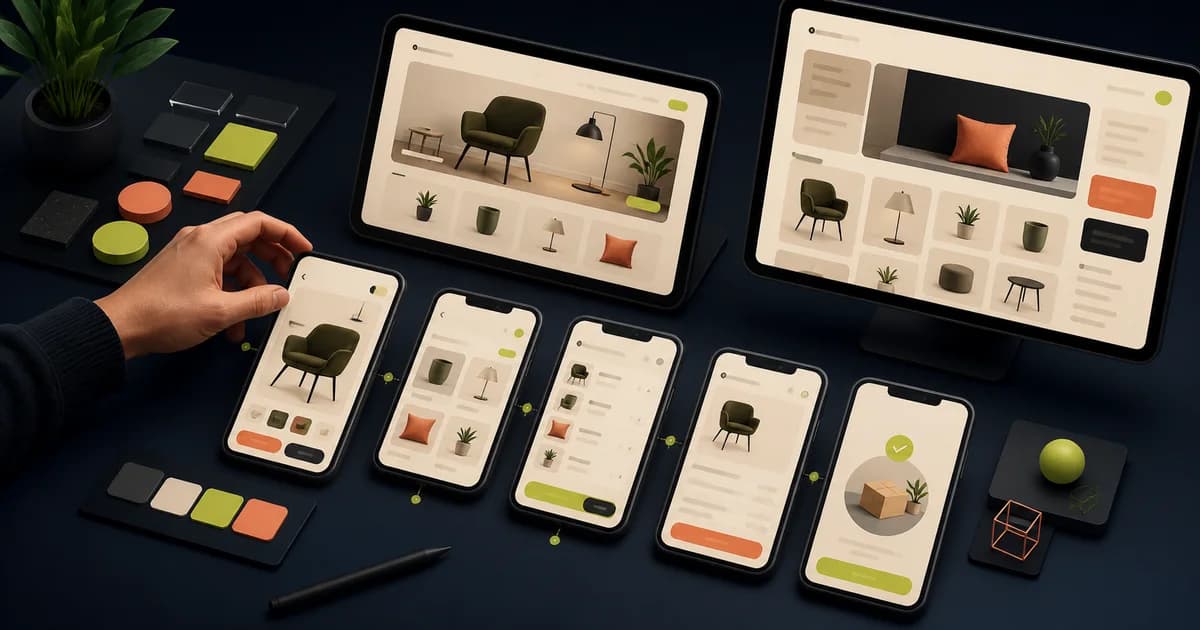 Mobile-first e-commerce screens and components in Figma