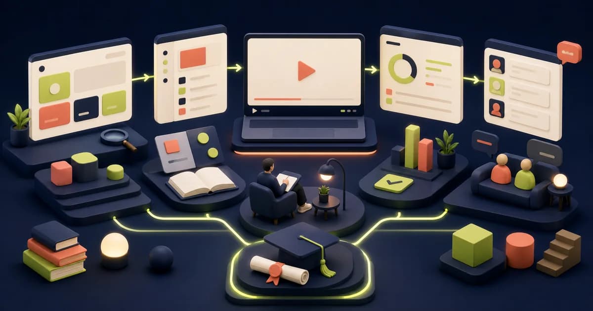 Online course catalog lesson and learner dashboard interface
