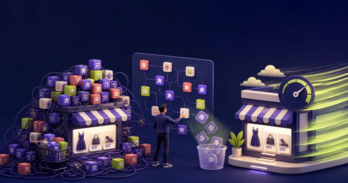 Shopify script audit mapping apps, pixels, tag-manager entries, theme remnants, execution cost, page scope, and removal evidence