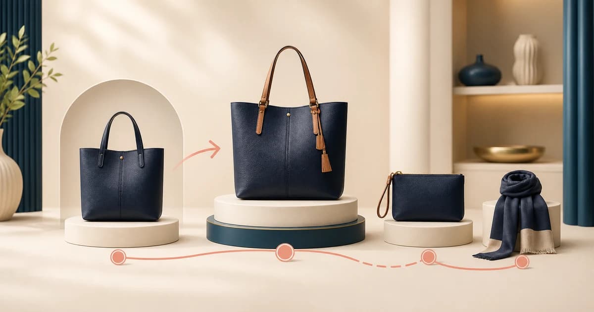 Basic and premium handbags displayed with complementary accessories