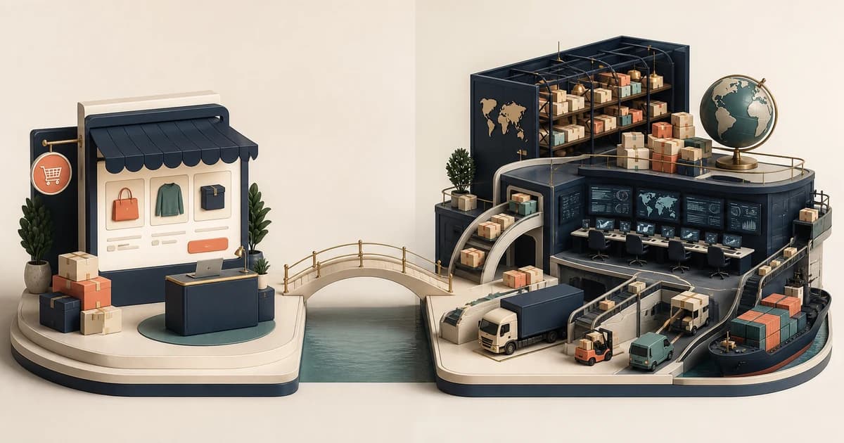 Small online storefront connected to enterprise commerce operations and fulfillment
