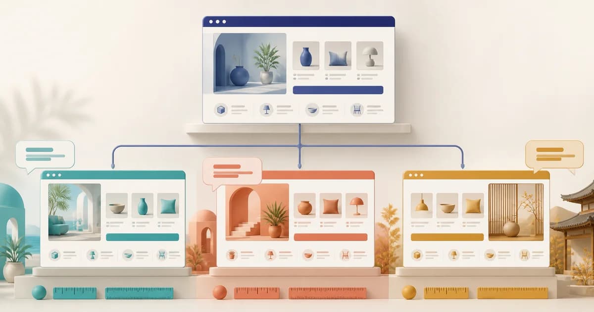 Shopify theme preview comparing English and French product pages with localized navigation, price, imagery, and language selector