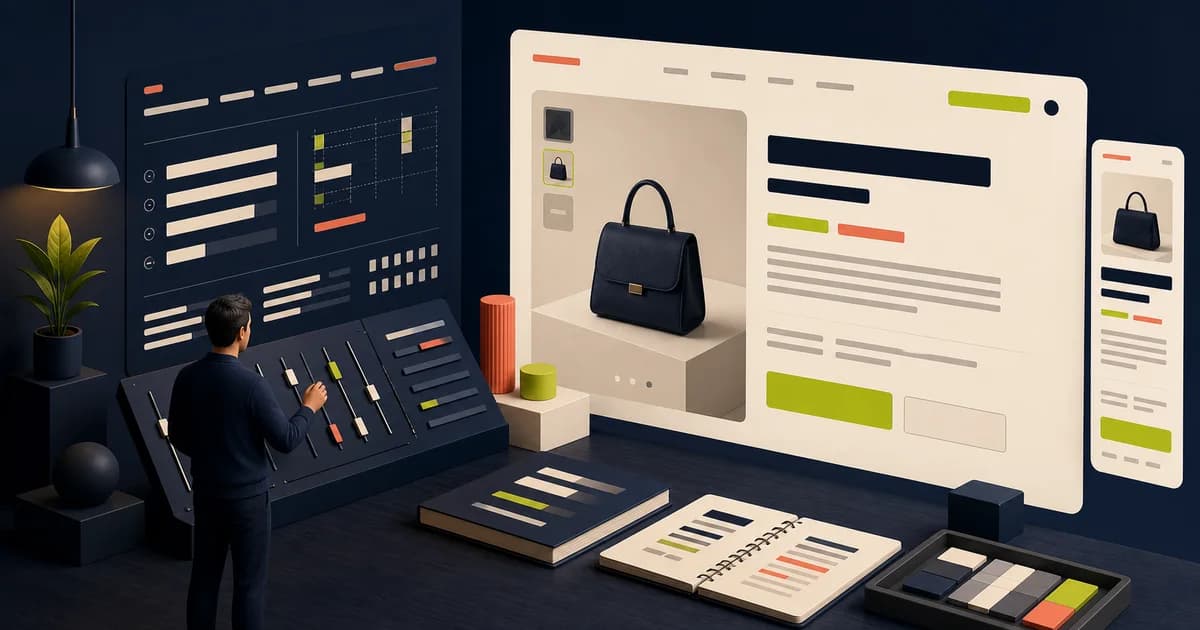 E-commerce typography scale applied to product and checkout screens