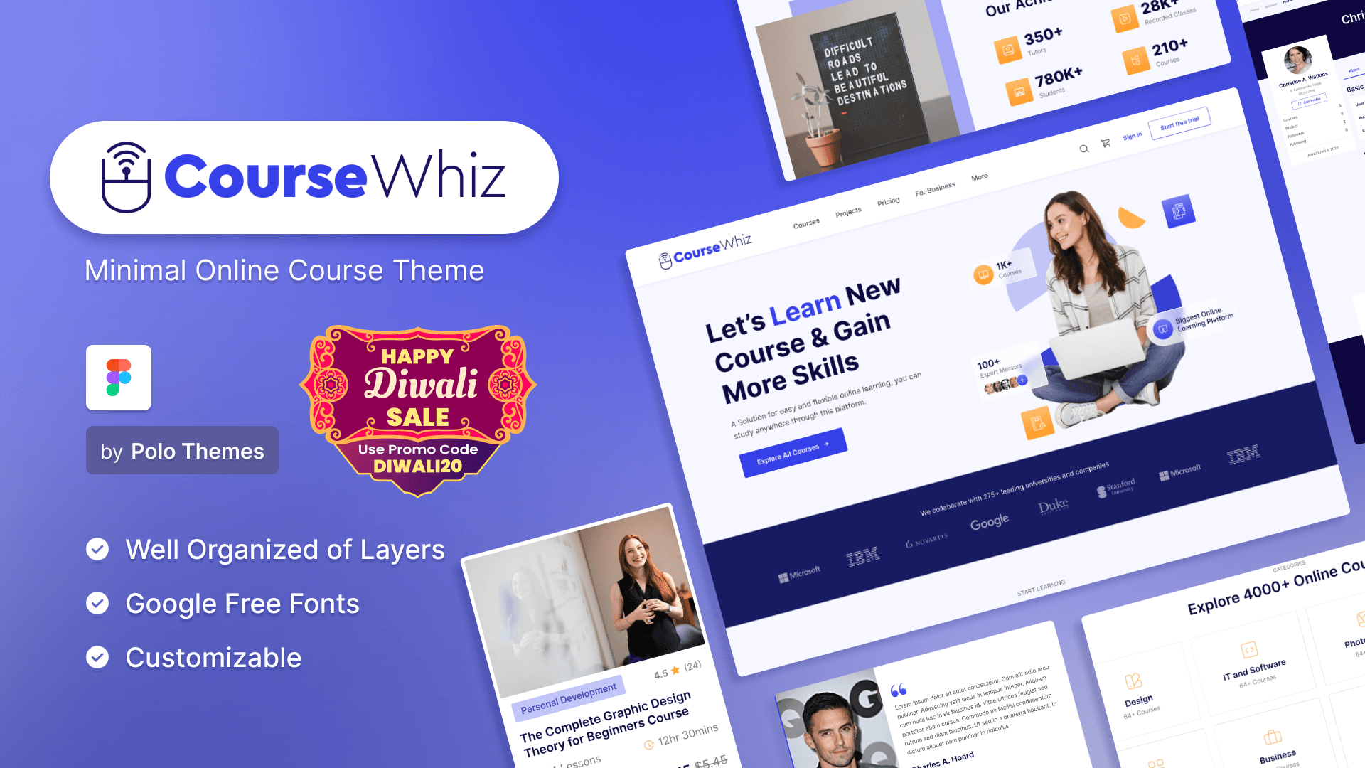 CourseWhiz theme promotional preview