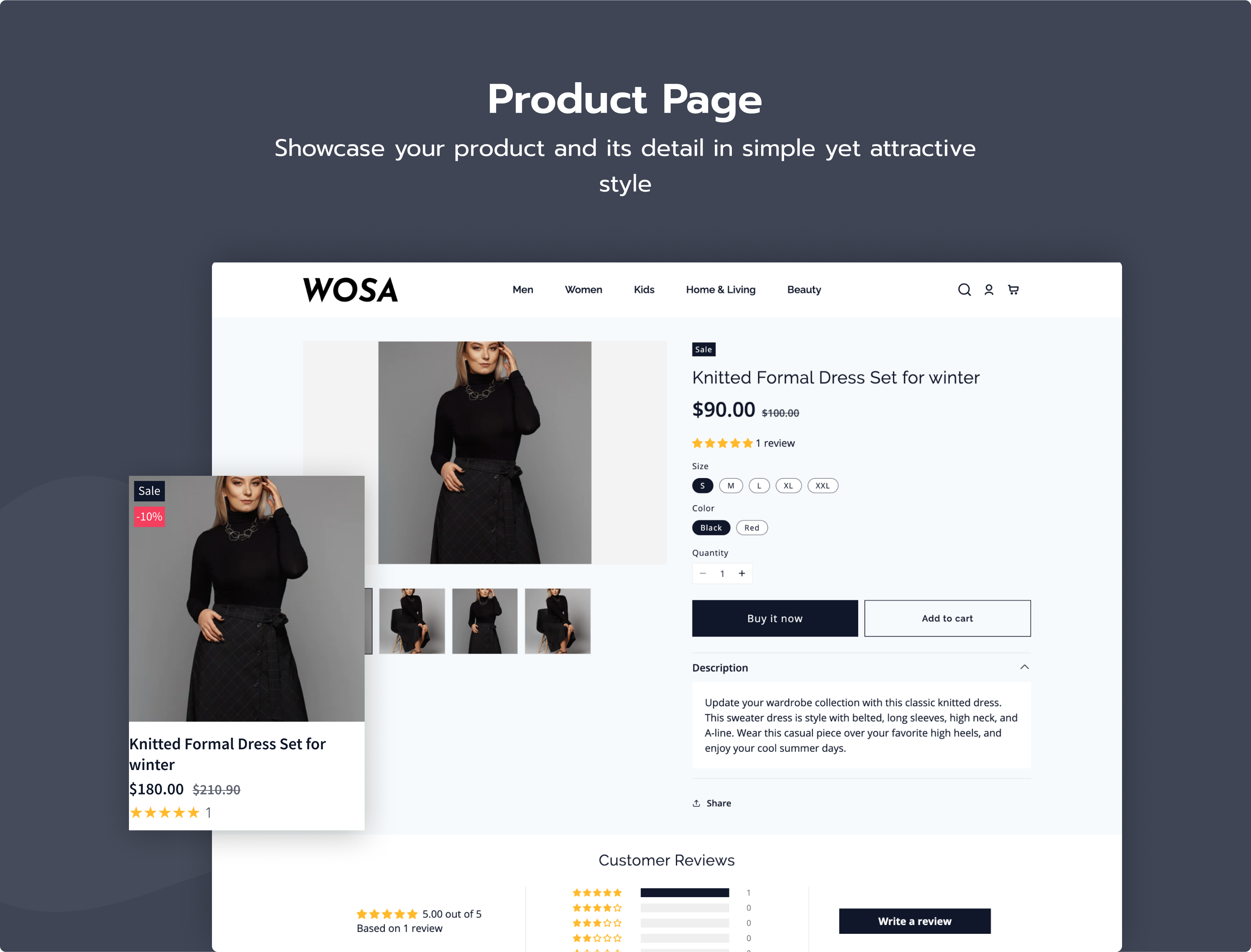 wosa shopify e-commerce theme course details page